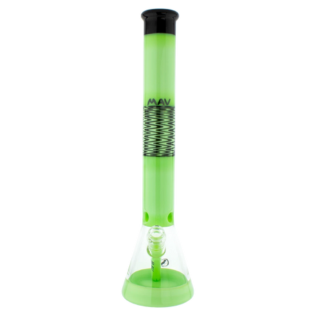 MAV Glass - Wig Wag Beaker Bong in Slime Green, 18" Tall with 50mm Diameter, Front View