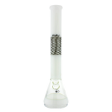 MAV Glass - Wig Wag Beaker Bong in White, 18" Tall, 50mm Diameter, Front View on White Background