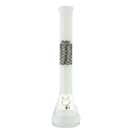 MAV Glass - Wig Wag Beaker Bong in White, 18" Tall, 50mm Diameter, Front View on White Background