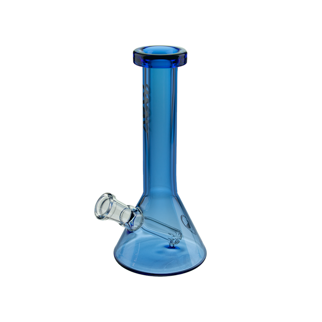 MAV Glass Mini Slim Neck Beaker in Ink Blue, 8" height, 14mm joint, portable design, front view