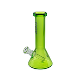 MAV Glass Mini Slim Neck Colored Beaker in vibrant green, 8" tall, front view on white background