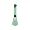 MAV Glass Mini Zebra Beaker in Seafoam, front view, with a 14mm banger hanger joint