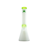 MAV Glass Mini Zebra Beaker in Ooze and White, 13.5" Tall, 14mm Joint - Front View