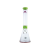MAV Glass Mini Zebra Beaker in Slime Green, Front View, 13.5" Tall with 14mm Joint