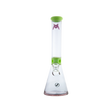 MAV Glass Mini Zebra Beaker in Slime Green, Front View, 13.5" Tall with 14mm Joint