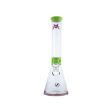 MAV Glass Mini Zebra Beaker in Slime Green, Front View, 13.5" Tall with 14mm Joint