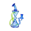 MAV Glass Mini Zuma Recycler Dab Rig in Blue and Ooze, 7.5" with Vortex Percolator