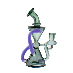 MAV Glass Mini Zuma Recycler Dab Rig in Smoke and Purple with Vortex Percolator - Front View