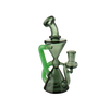 MAV Glass Mini Zuma Recycler Dab Rig in Smoke and Sea Foam with Vortex Percolator - Front View