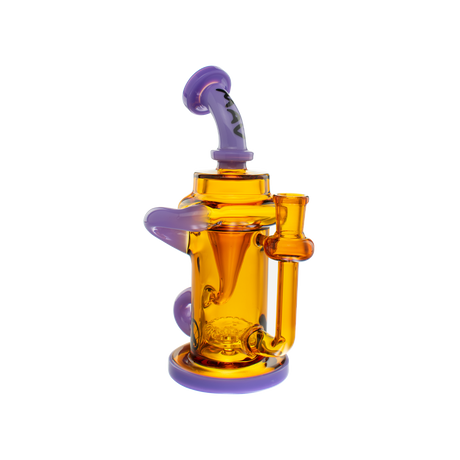 MAV Glass Monterey Recycler Dab Rig in Gold and Purple with Vortex Percolator - Side View