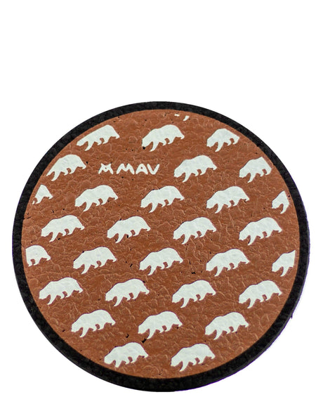 MAV Glass Moodmat Rubber Dab Mat in Brown Bear design, top view on white background, ideal for concentrates.