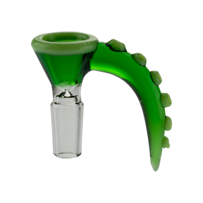 MAV Glass Ooze 14mm Octopus Tentacle Bowl in Green, Side View with Glass Bubbles