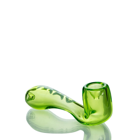 MAV Glass Pocket Sherlock in Ooze - Compact 3.5" Hand Pipe, Portable Beaker Design with Deep Bowl, Side View