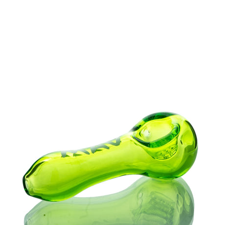 MAV Glass Professional Hand Pipe in green, 4" spoon design, portable with deep bowl, side view
