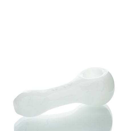 MAV Glass Professional White Hand Pipe, Compact 4" Spoon Design, Side View