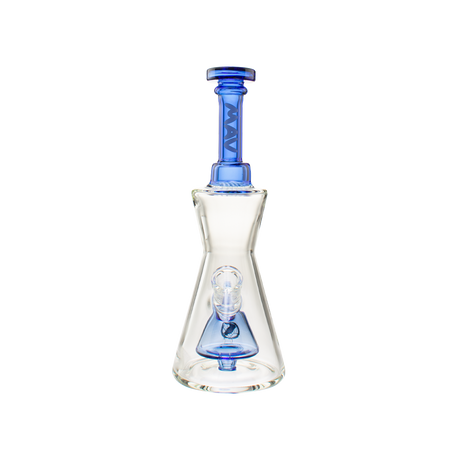 MAV Glass Pyramid Hourglass Bong in Ink Blue with Slitted Pyramid Percolator - Front View
