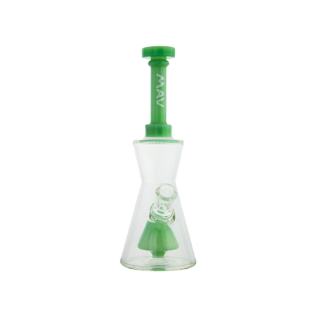 MAV Glass Pyramid Hourglass Bong in Seafoam with Slitted Percolator, 10" Height, Front View