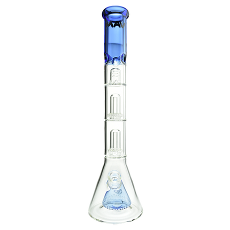 MAV Glass Pyramid to Double UFO Beaker Bong in Blue with 18" Height and 18-19mm Joint Size