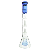 MAV Glass Pyramid to Double UFO Beaker Bong in Blue with 18" Height and 18-19mm Joint Size