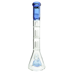 MAV Glass Pyramid to Double UFO Beaker Bong in Blue with 18" Height and 18-19mm Joint Size