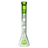 MAV Glass Pyramid to Double UFO Beaker Bong in clear with green accents, 18" tall, front view