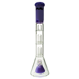 MAV Glass Purple Pyramid to Double UFO Beaker Bong Front View on White Background