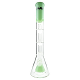 MAV Glass Pyramid to Double UFO Beaker Bong in Seafoam, 18" height, 18-19mm joint, front view