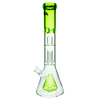 MAV Glass Pyramid To Single UFO Beaker Bong in green, 15" height, 18-19mm joint size, front view
