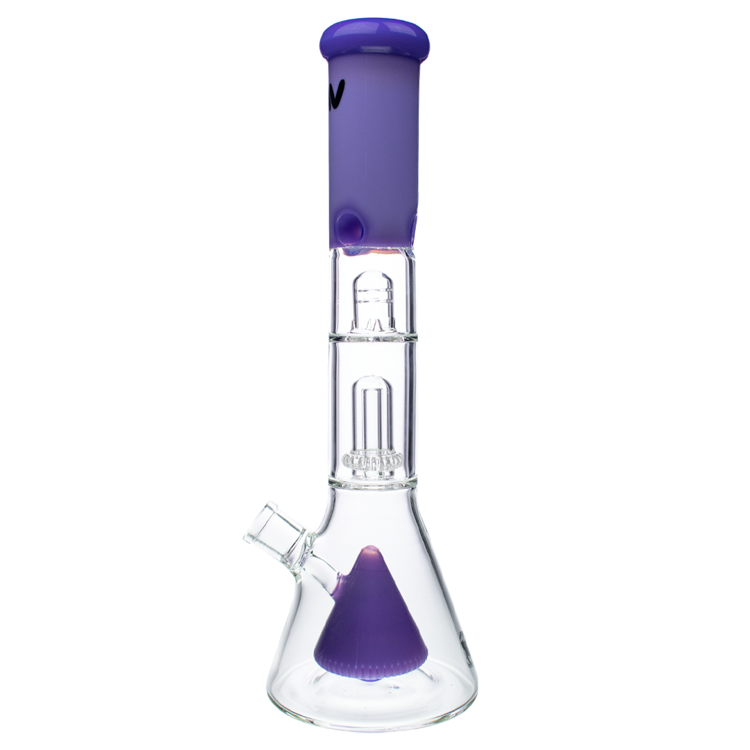 MAV Glass Pyramid To Single UFO Beaker Bong in Purple with 18-19mm Joint Size
