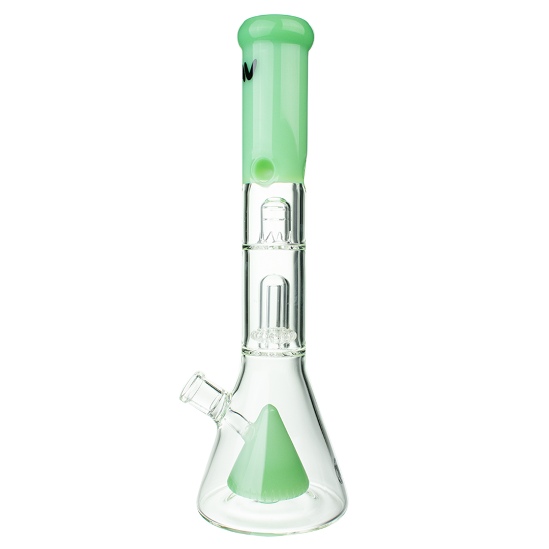 MAV Glass Pyramid to Single UFO Beaker Bong in Seafoam, 15" Tall with 18-19mm Joint Size