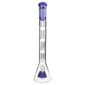 MAV Glass Pyramid To Triple UFO Beaker Bong in Purple - 21" Tall with 18-19mm Joint - Front View