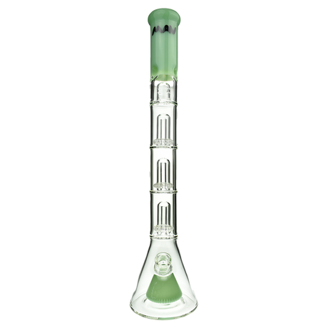 MAV Glass Pyramid to Triple UFO Beaker Bong in Seafoam, 21" Tall with 18-19mm Joint, Front View