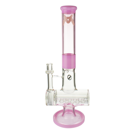 MAV Glass 17" Quintuple Shower Inline Rim Perc Bong in Pink - Front View