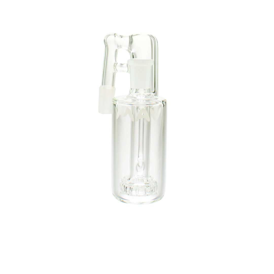 MAV Glass Recycling Shower Ash Catcher 14mm/90°, clear glass, front view on white background