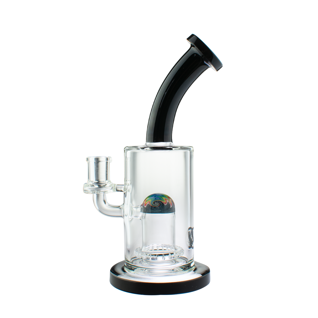 MAV Glass Reversal Wig Wag UFO Bent Neck Dab Rig, Beaker Design with Color Accents