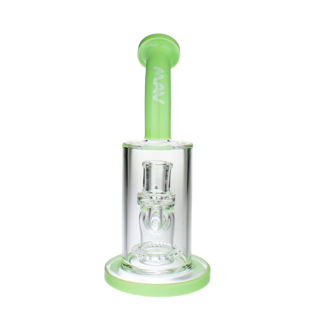 MAV Glass Reversal Wig Wag UFO Bent Neck Dab Rig with Borosilicate Glass, front view on white background