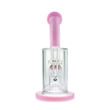 MAV Glass Reversal Wig Wag Ufo Bent Neck Dab Rig Front View with Pink Accents