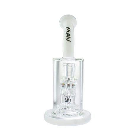 MAV Glass Reversal Wig Wag UFO Bent Neck Dab Rig front view on seamless white background