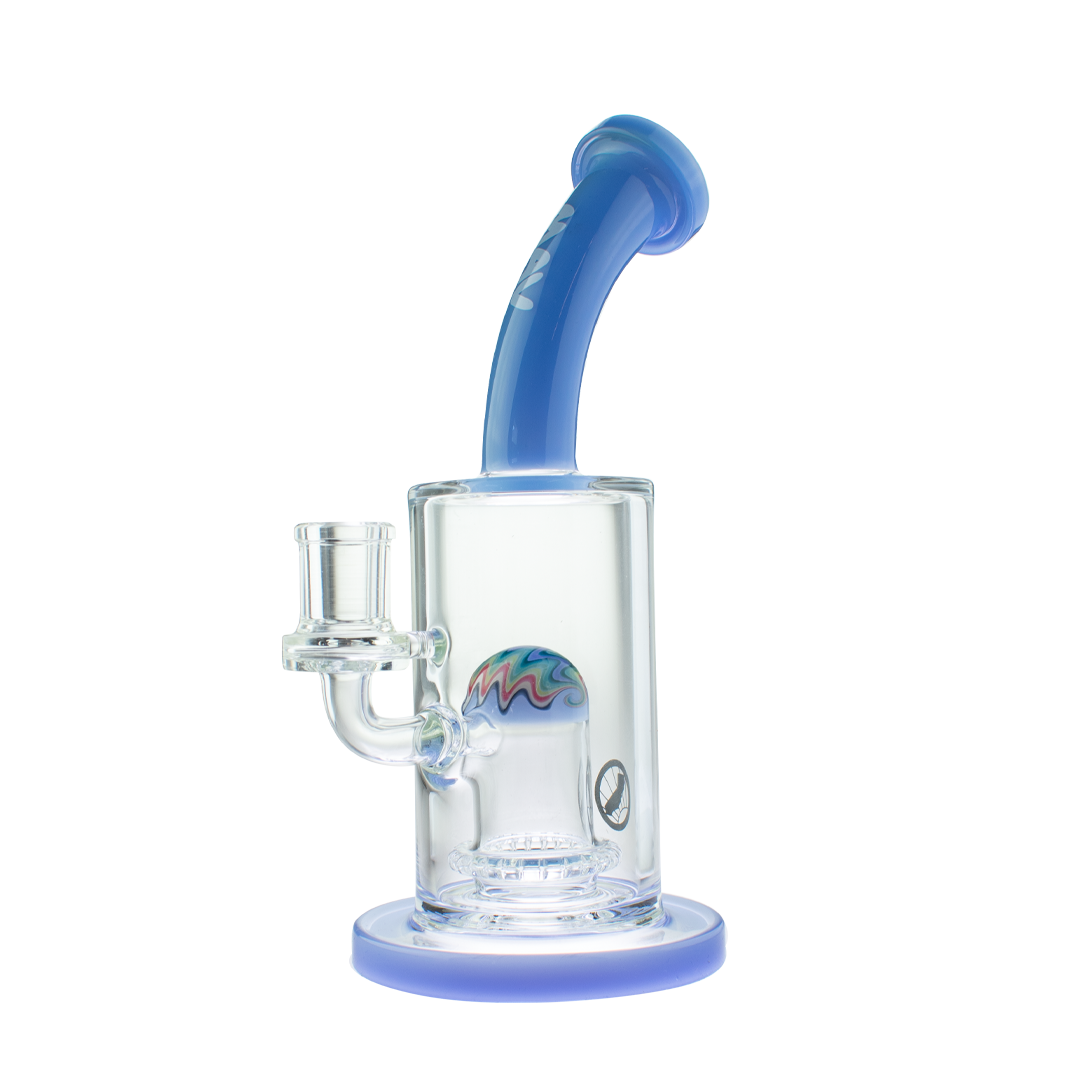 MAV Glass Reversal Wig Wag Ufo Bent Neck Dab Rig in Lavender - Front View
