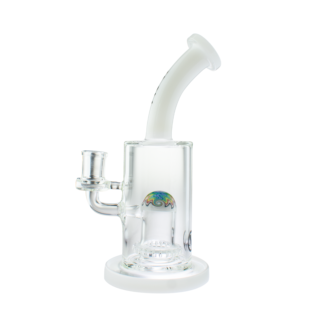 MAV Glass Reversal Wig Wag UFO Bent Neck Dab Rig with 14mm Joint, Front View on White