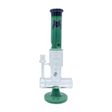MAV Glass Slitted Inline Rim Ufo Perc Bong in Forest Green with Clear Chamber - Front View