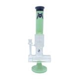 MAV Glass Slitted Inline Rim Ufo Perc Bong in Sea Foam, Front View on Seamless White