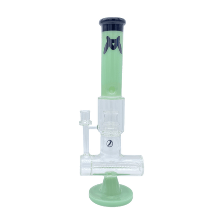 MAV Glass Slitted Inline Rim Ufo Perc Bong in Sea Foam, Front View on Seamless White