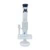 MAV Glass Slitted Inline Rim Ufo Perc Bong in White with Glass on Glass Joint, Front View