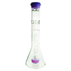 MAV Glass 15" Beaker Bong with Purple UFO Percolator and Slitted Puck - Front View