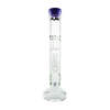 MAV Glass Single To UFO Straight Bong, 15" Height, with Showerhead Percolator, Purple Accent