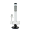 MAV Glass Slitted Inline Reversal Wig Wag Top Bong in Black and White, Front View, 14" Tall
