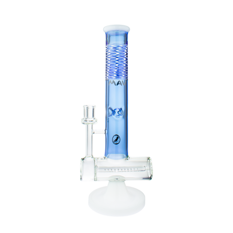 MAV Glass Slitted Inline Reversal Wig Wag Top Bong in Blue and White with In-Line Percolator
