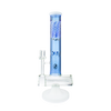 MAV Glass Slitted Inline Reversal Wig Wag Top Bong in Blue and White with In-Line Percolator