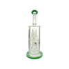 MAV Glass Slitted Pyramid to UFO Bent Neck Bong in Forest Green, Front View on White Background